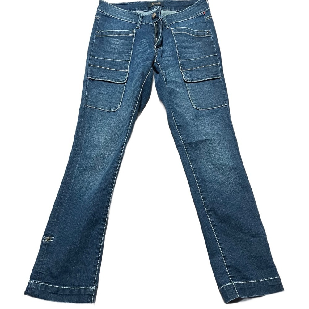 2000s 7 For All Mankind Women Wide Leg Jeans Big Pocket Size 6 Cargo Stitch